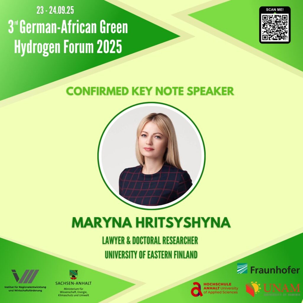 Maryna Hritsyshyna speaker on 3rd German-African Green Hydrogen Forum 2025
