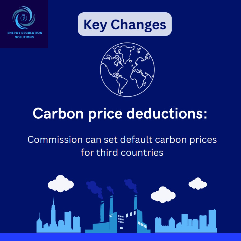 CBAM Simplification. Carbon price deductions: commission can set default carbon prices for third countries