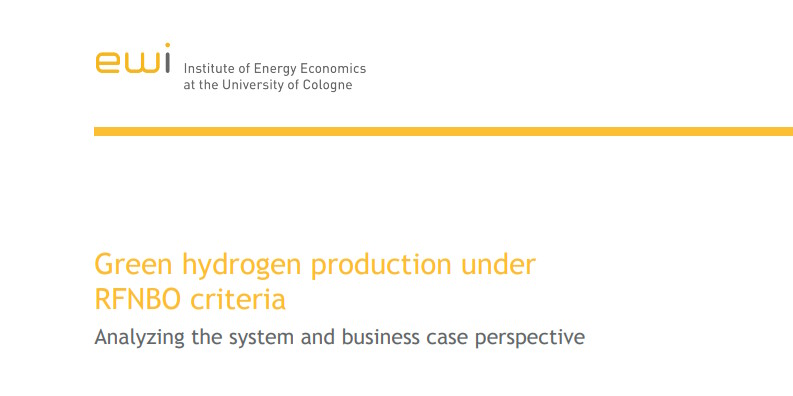 Institute of Energy Economics at the University of Cologne gGmbH (EWI). Green hydrogen production under RFNBO criteria ‐ Analyzing the system and business case perspective.
